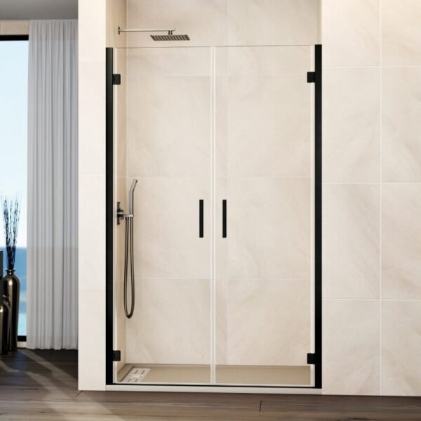 Mampara ducha 2 puertas abatibles GLASS negro