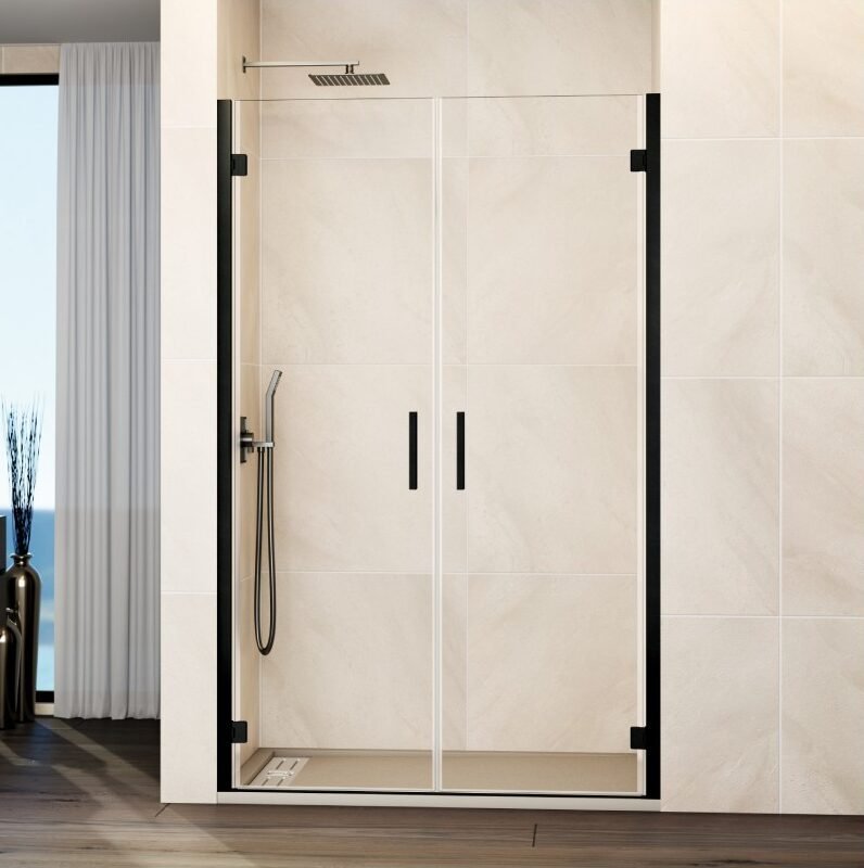 0S-e1764761429874.jpg Mampara ducha 2 puertas abatibles GLASS negro - Imagen 1