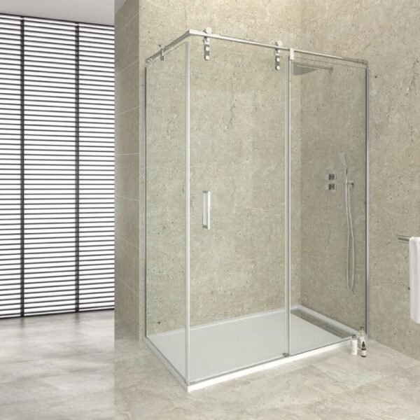 Mampara INOX frontal + lateral fijo MOVING