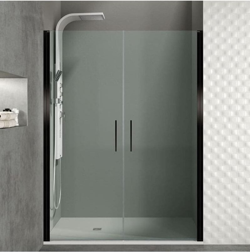 77-e1764756373452.jpg Mampara ducha frontal 2 puertas Abatibles OPEN NEGRA - Imagen 1