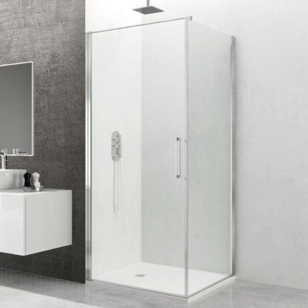 Mampara ducha angular OPEN puerta abatible + lateral fijo