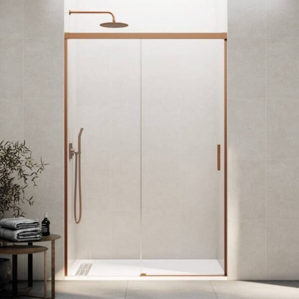 Mampara ducha fijo + corredera BASIC COBRE