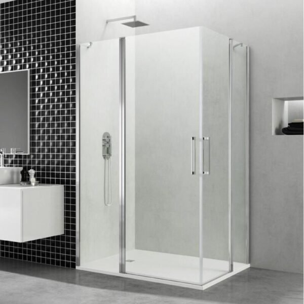 Mampara ducha angular 2 puertas abatibles + 2 fijos OPEN