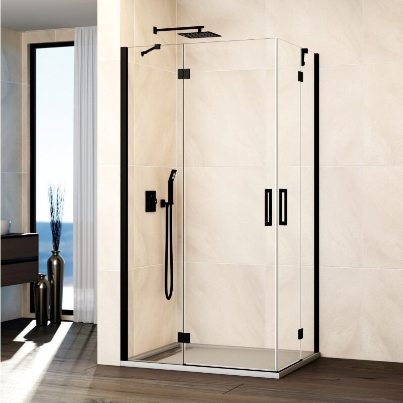 FGH-e1764781737228.jpg Mampara ducha angular fijo + 2 puertas abatibles + fijo GLASS Combi H negro - Imagen 1