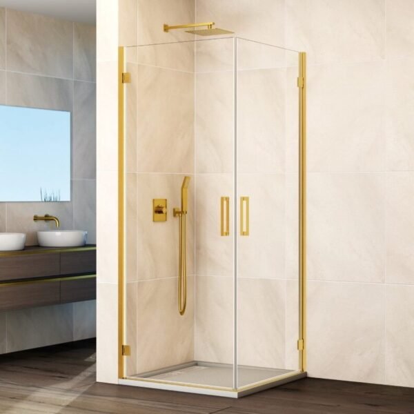 Mampara angular 2 puertas abatibles al vértice GLASS ORO