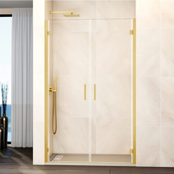 Mampara ducha 2 puertas abatibles GLASS oro