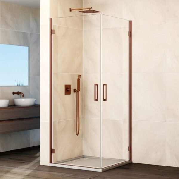 Mampara angular 2 puertas abatibles al vértice GLASS COBRE