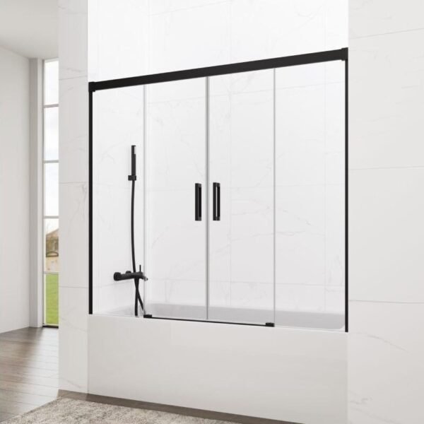 Mampara de bañera 2F + 2C BASIC SPAZIO NEGRA
