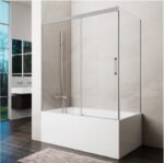 Mampara bañera frontal fijo + corredera + lateral fijo BASIC NÍQUEL