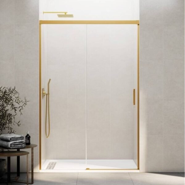 Mampara ducha fijo + corredera BASIC ORO