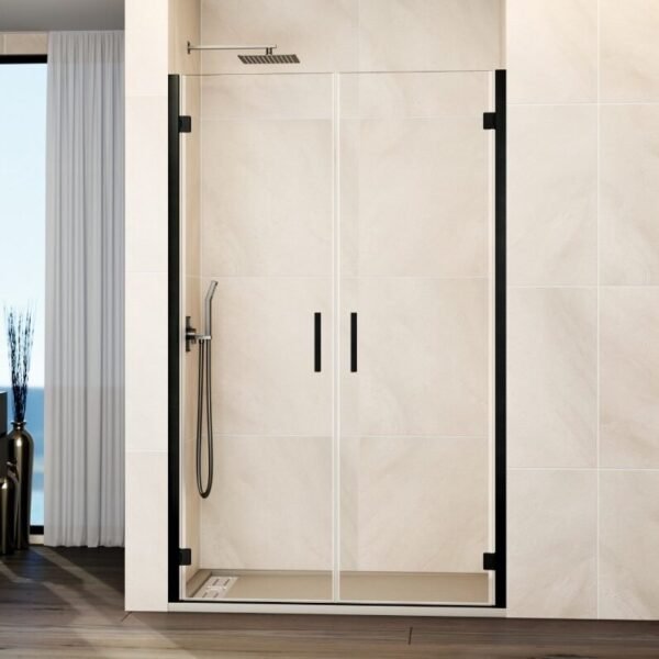 Mampara ducha 2 puertas abatibles GLASS titanio