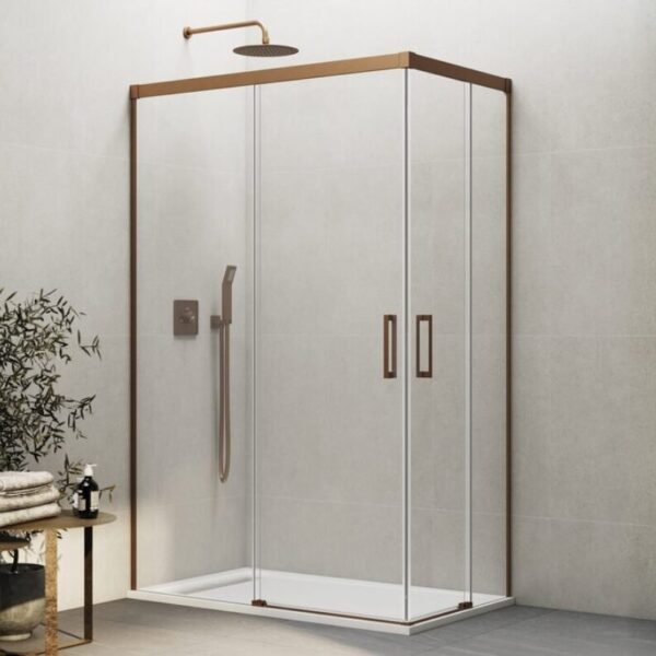 Mampara angular 2 fijos + 2 correderas BASIC COBRE