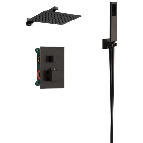 Conjunto de ducha empotrable termostático ORION NEGRO