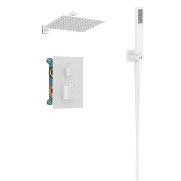 Conjunto de ducha empotrable termostático ORION BLANCO