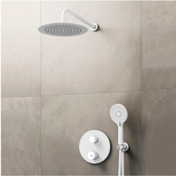Conjunto para ducha empotrado termostático ROUND BLANCO