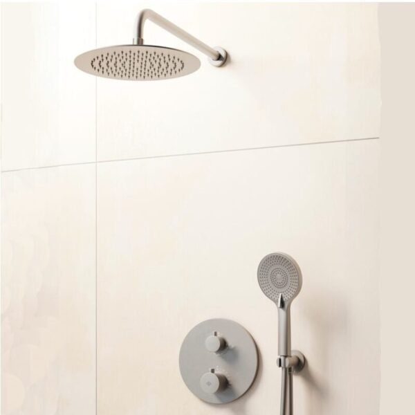 Conjunto para ducha empotrado termostático ROUND NÍQUEL