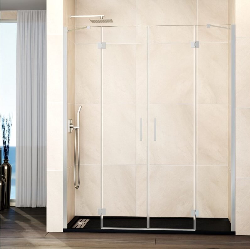 fgt-e1764844080245.jpg Mampara ducha frontal Fijo + 2 puertas abatibles + fijo GLASS combi G níquel - Imagen 1
