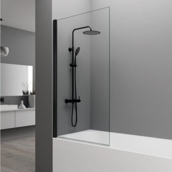 Mampara abatible de bañera Open Negra