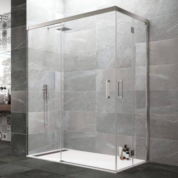 Mampara angular fijo + corredera + 2 puertas plegables TANDEM