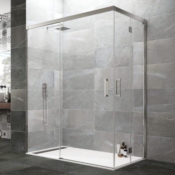 Mampara angular fijo + corredera + 2 puertas plegables TANDEM