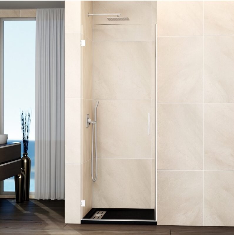 mampara-ducha-1-puerta-abatible-glass-bisagra-a-pared-blanca-e1764604103701.jpg Mampara ducha 1 puerta abatible GLASS bisagra a pared Blanca - Imagen 1