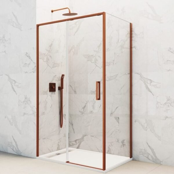 Mampara ducha angular fijo + corredera+ lateral fijo TWENTY COBRE
