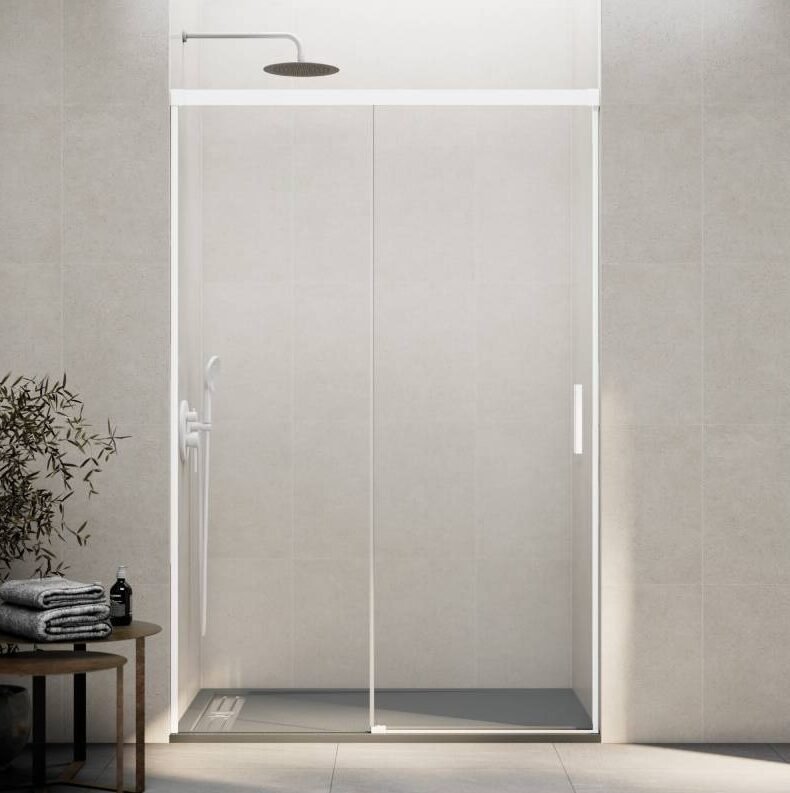 mampara-ducha-fijo-corredera-basic-blanca-e1764329049262.jpg Mampara ducha fijo + corredera BASIC BLANCA - Imagen 1