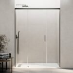 Mampara ducha fijo + puerta + fijo BASIC TITANIO