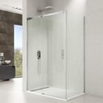 Mampara ducha INOX frontal fijo + corredera + lateral fijo ROTARY