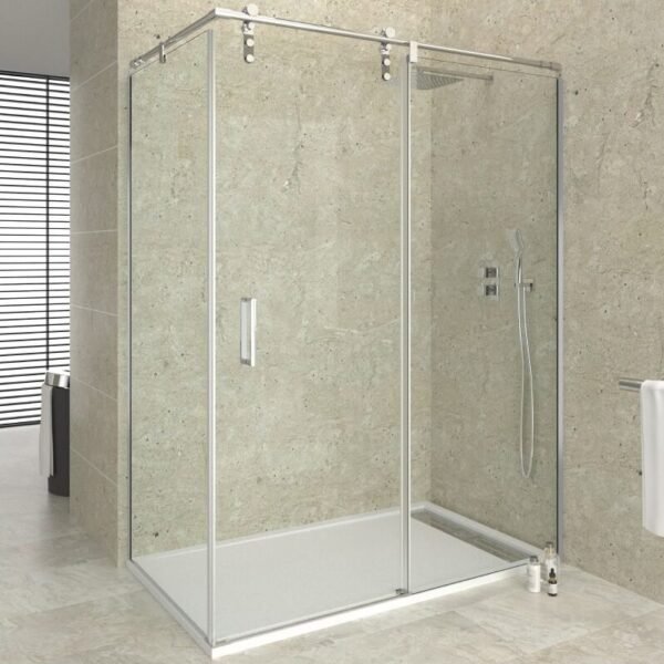 Mampara INOX frontal + lateral fijo MOVING