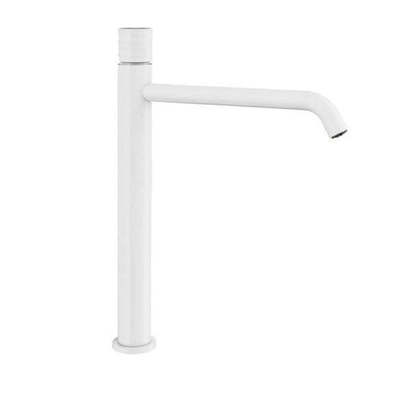 Grifo monomando para lavabo caño alto HELIOS Blanco