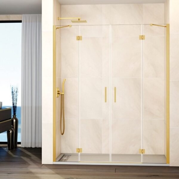 Mampara ducha frontal Fijo + 2 puertas abatibles + fijo GLASS Combi Goro