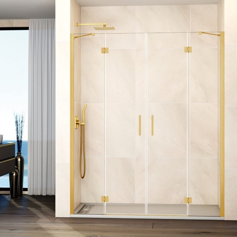 xdr-e1764844889668.jpg Mampara ducha frontal Fijo + 2 puertas abatibles + fijo GLASS Combi Goro - Imagen 1